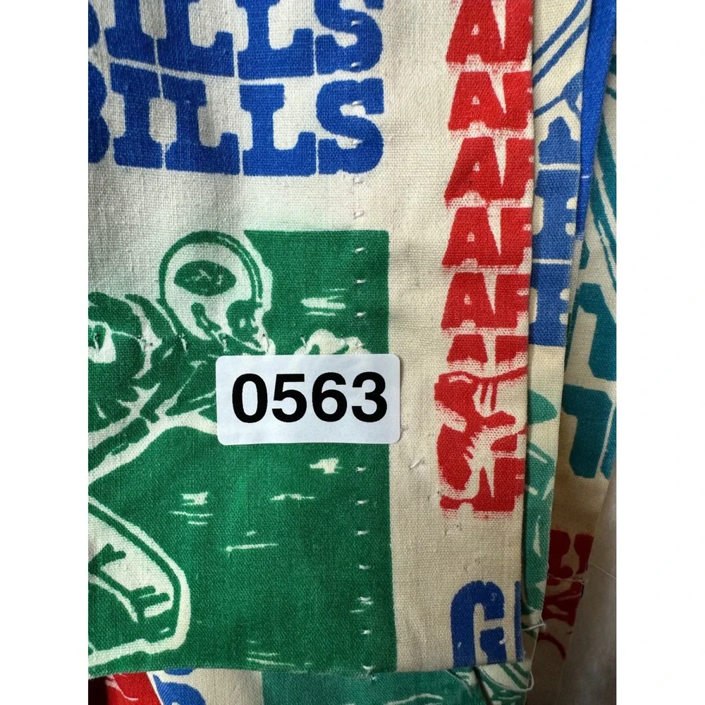 Vintage 70s NFL Curtain 60x60 Football Teams Multi Color Retro Decor 0563